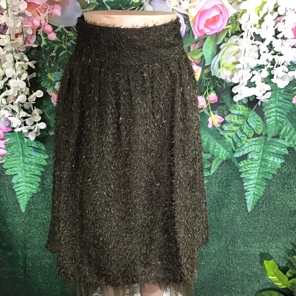 Front Row Olive fizzy midi skirt